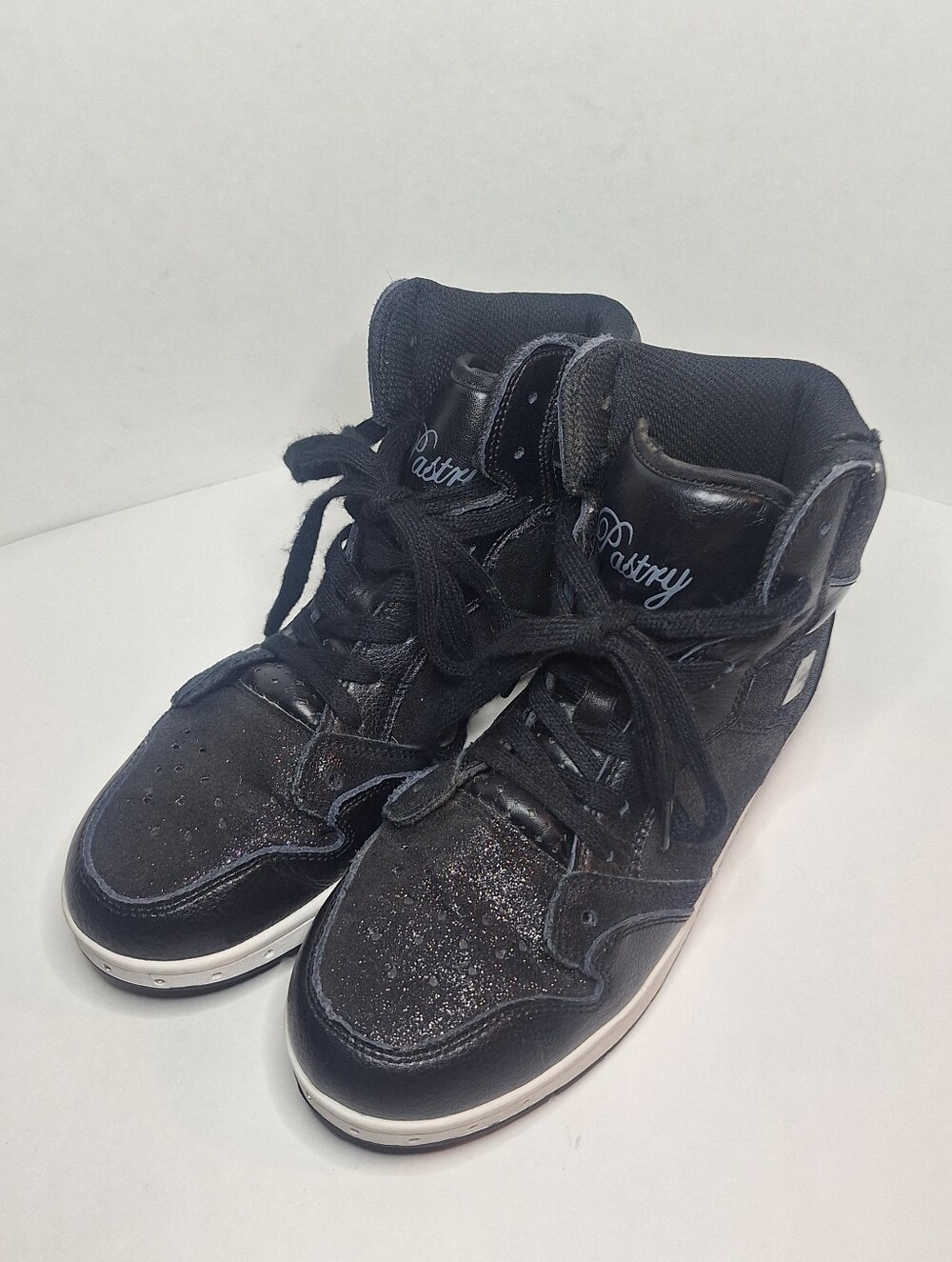 Pastry Love Black Glitter Leather High Top Sneaker & Dance Shoe womens size US 7